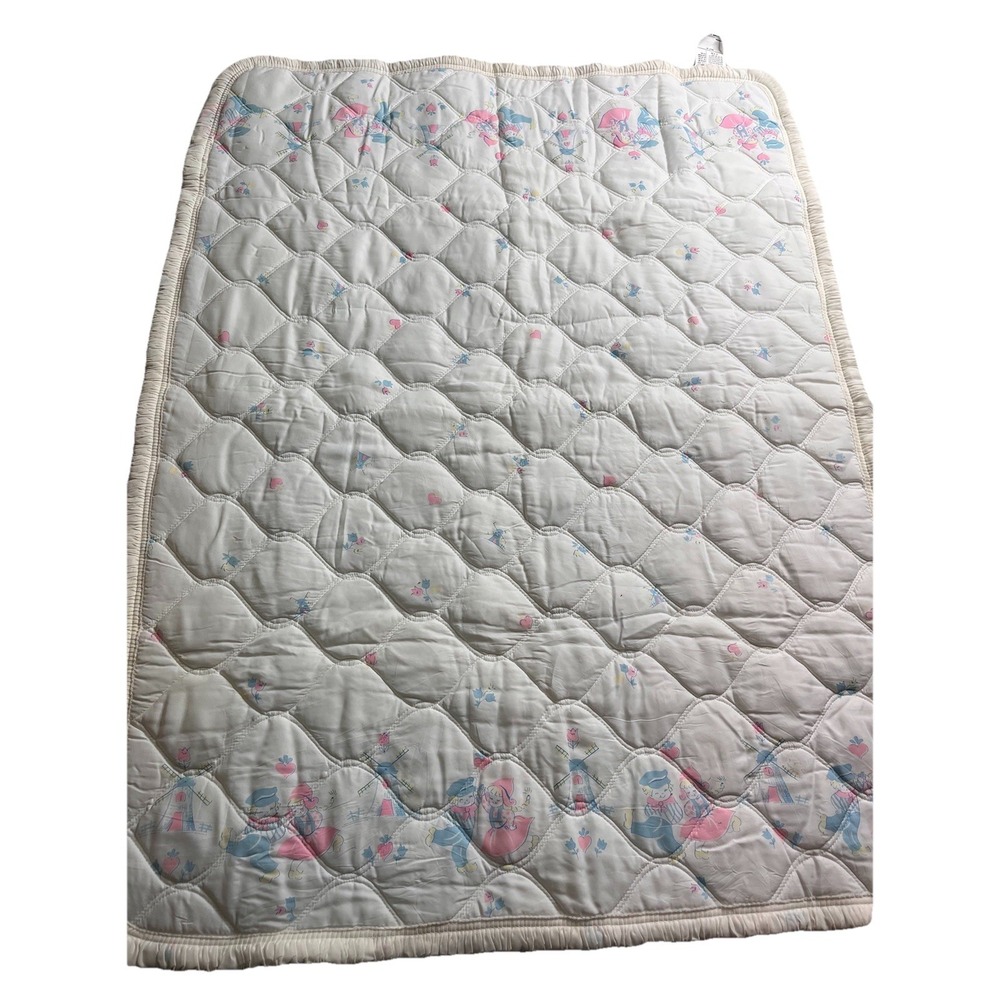 Vintage JACK and JILL DUTCH WINDMILL BABY Blanket COMFORTER QUILT Unique